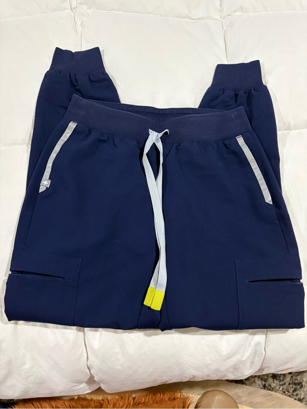 Figs XXS/P Navy Blue Jogger Pants with Gray Trim
